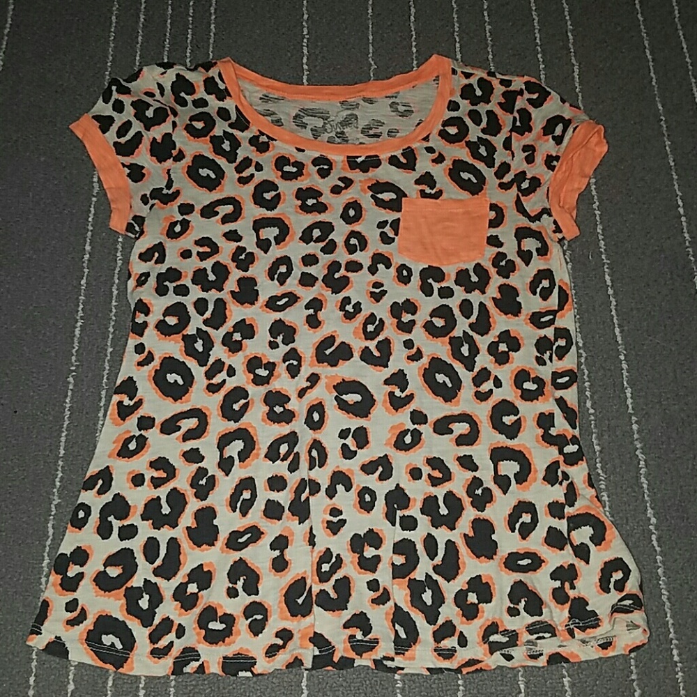 Justice Orange Cheetah Print Shirt